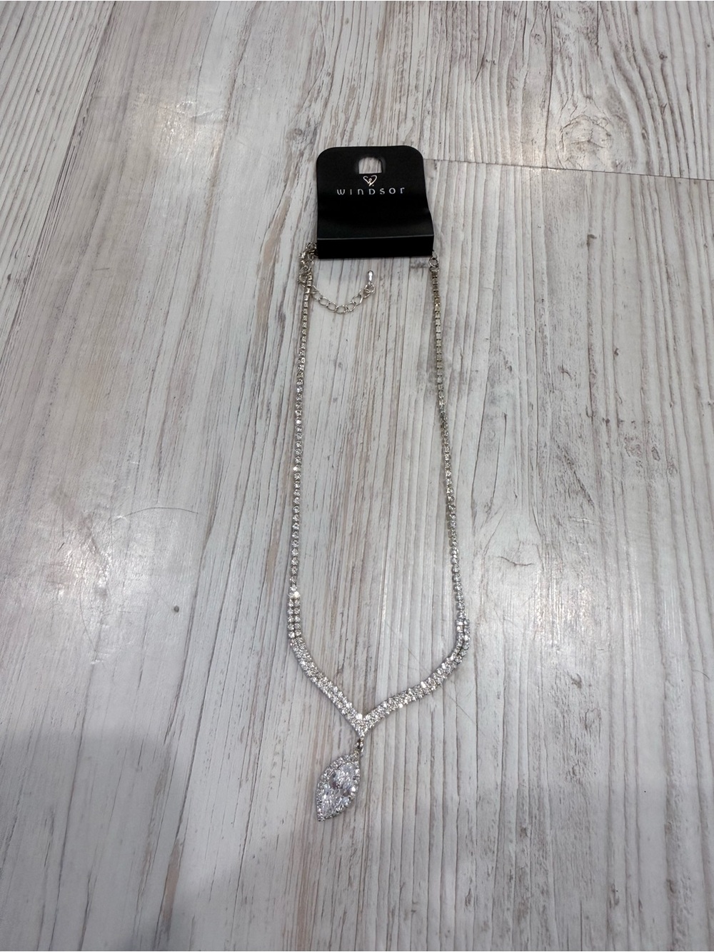 Windsor Silver Crystal Marquise Drop Necklace